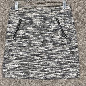 LOFT Black and White Textured Mini Skirt